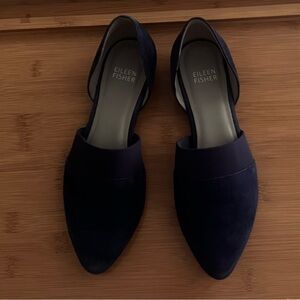 Eileen Fisher Blue Suede D’Orsay Flats